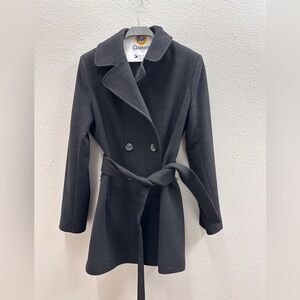 Pendleton Wool Coat Womens Size 14 Gray Pea Double Breasted Belted Fits Large